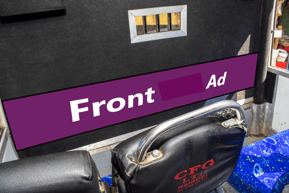 Front panel advertising above the driver's cabin